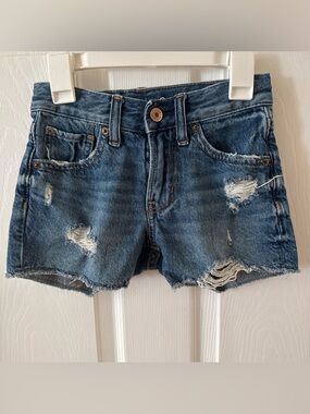 Girls GAP Distressed Denim Shorts in Size 8 Slim with Adjustable Waist - Blue
